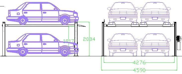 3700kg 2 Level 4 Post Parking Hoist for Home Indoor/Outdoor