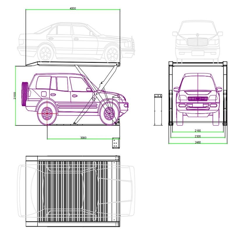 Hydraulic Two Level Automatic Scissor Car Elevator