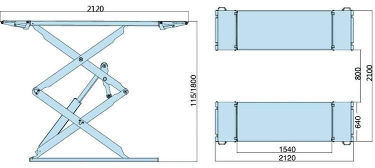 Manufacture Direct Sales Super-Thin Scissor Car Lift on Ground with 110-1850mm Height Lift