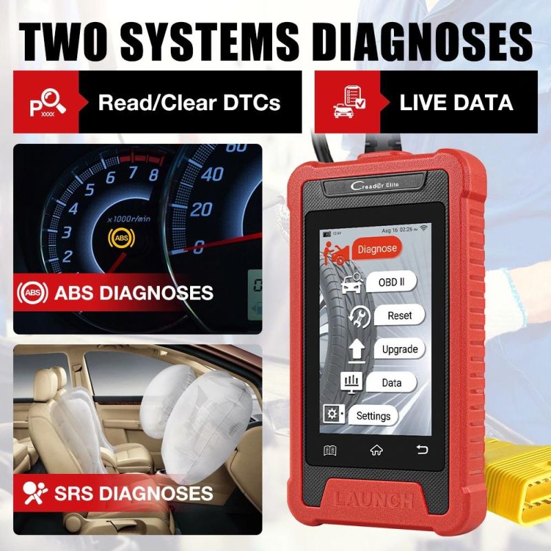 Launch X431 Elite Cre202 OBD2 Diagnostic Tools Auto Obdii ABS SRS Code Reader Scanner 26 Reset Service Optional