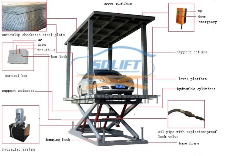 Double Layers Hydraulic Auto Garage Scissor Car Lift with Ce