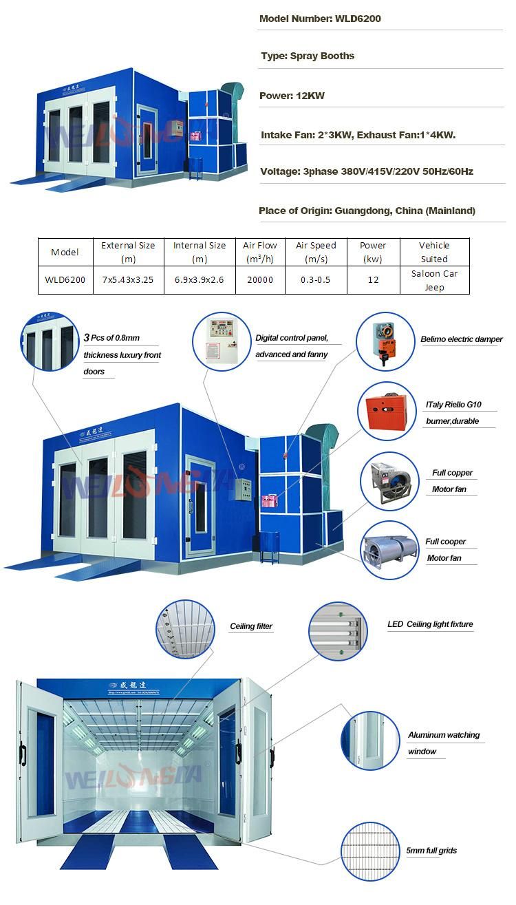 Wld6200 CE Cheap Downdraft Spray Paint Booth/ Painting Booth/Car Painting Cabin/Painting Room/Automotive Painting Oven/Auto Baking Oven/Spraying Oven for Sale