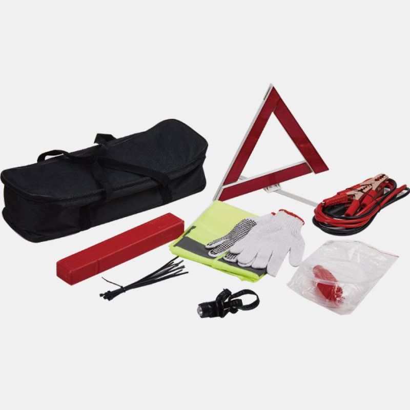 Automotive Car Repairing Tool Kit Emergency Repairing Hand Combo Kits Tools Bag Auto Repair Set Car Tool Kit Warning Triangle Car Road Safety Emergency Tool
