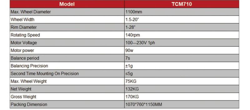 Tcm-710 High Accuracy Wheel Balancer with Good Quality