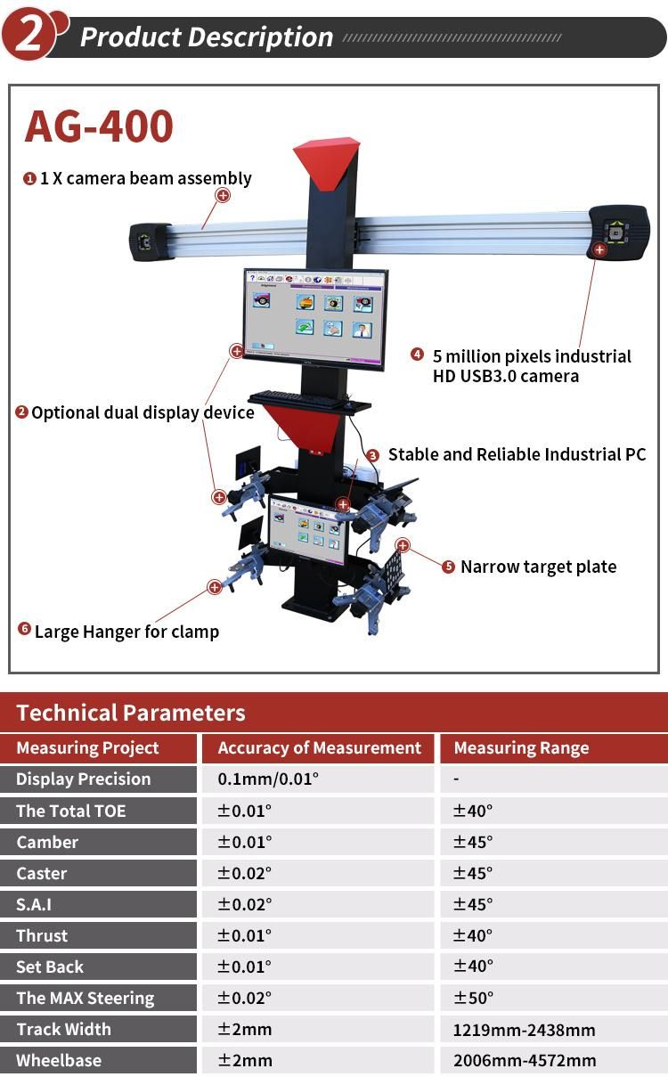 High Accuracty Auto Maintenance Equipment 3D Car Wheel Alignment Machine for 4s Store