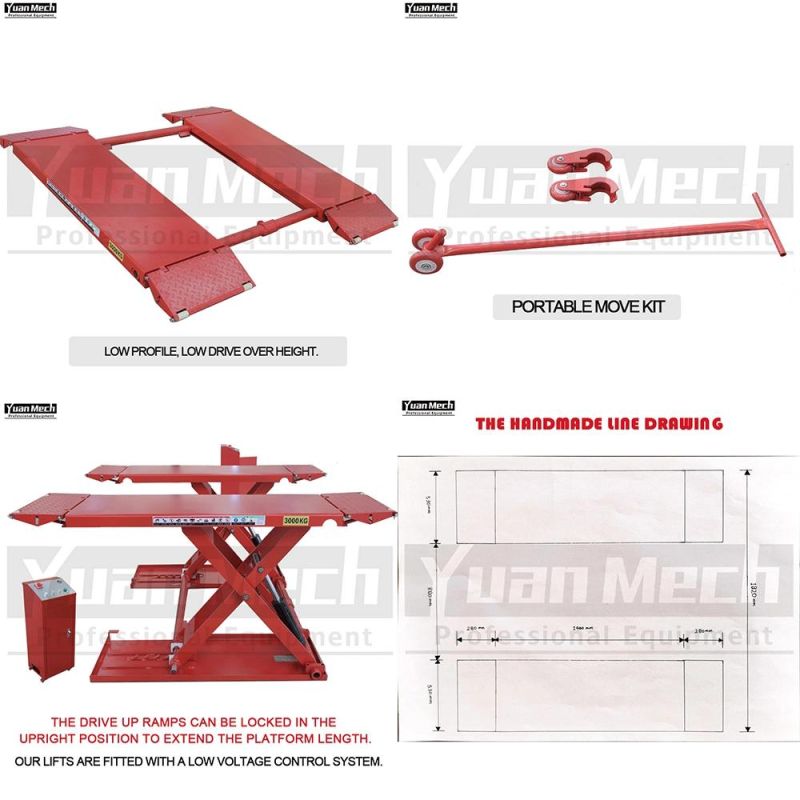 3000kg Vehicle MID Rise Auto Car Scissor Lift for Garage