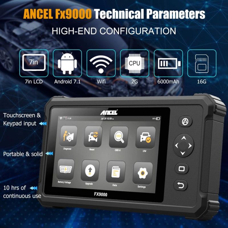 Ancel Fx9000 All System OBD2 Scanner DPF ABS Epb IMMO Oil TPS Diagnostic Tool