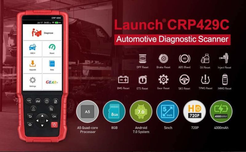 Launch X431 Crp429c Auto Diagnostic Tool for Engine/ABS/SRS/at+11 Service Crp 429c OBD2 Code Scanner