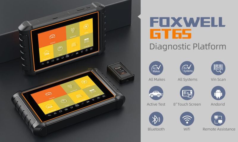 Foxwell Gt65 Diagnostic Scanner Bluetooth WiFi Full System Auto Car Diagnostic Tools ABS Sas Oil Reset Active Test OBD2 Scanner