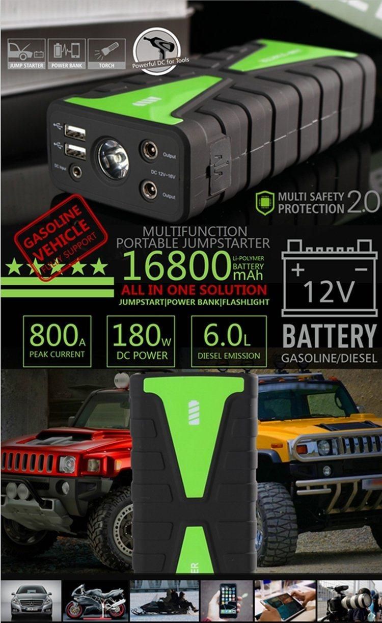 800A Peak Current Portable Jump Starter Power Booster 16800mAh