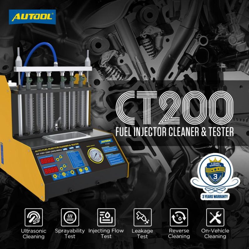 Autool CT200 Ultrasonic Fuel Injector Cleaner & Tester Support 110V/220V with English Panel & Fsi Hpi Gdi Injector