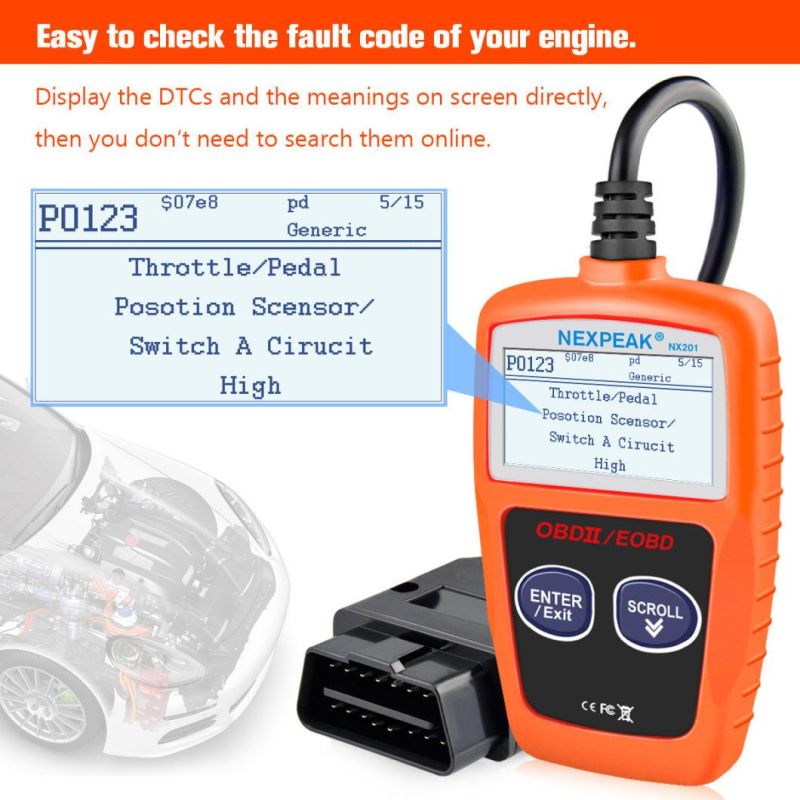 Nxpeak Nx201 OBD2 Auto Scanner Engine Analyzer Tool Code Reader Odb2 Car Diagnostics Multi Language OBD2 Automotive Scanner Pk Elm327