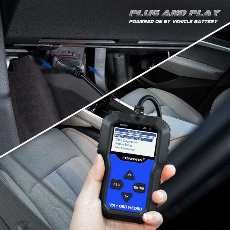 Konnwei Kw350 OBD2 VAG Code Reader All System Diagnosis Oil Epb TPMS Reset for OBD Car VW Audi Sokda Seat Diagnostic Scan Tools