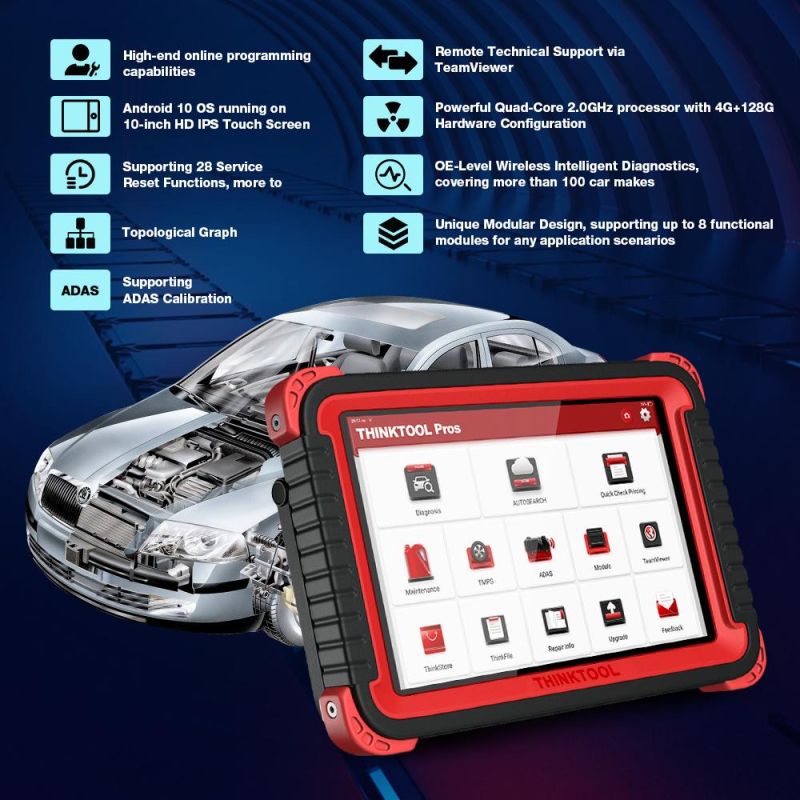 Thinkcar Thinktool Pros Auto Diagnostic Tool 10 Full System Adas OBD2 Code Scanner 28 Reset Function Online Program Pk X431 V+