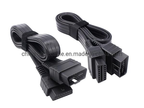 Factory Directly Supply Flat OBD Male to OBD Female Cables J1962 OBD2 Cable for Car Scanner Tool
