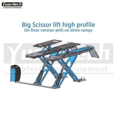4t Big Scissor Lift Wheel-Alignment High Profile with Integrated Lift Table and on Drive Ramps 1.200 mm