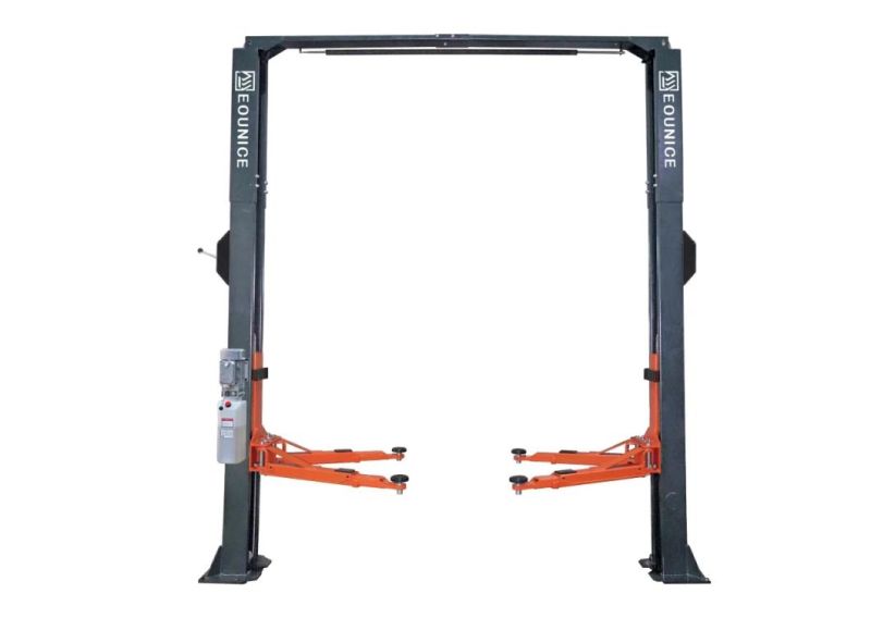 on-7214D/4.5 4.5t Clearfloor 2 Post Lifts-One Side Manual Release and Dual Chain Drive Cylinders.