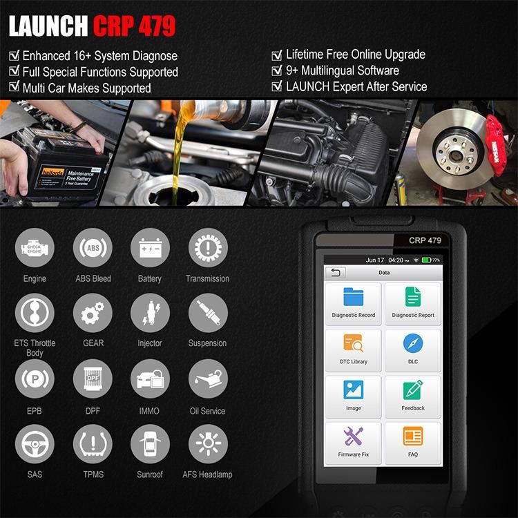 Launch X431 Crp479 OBD2 Automotive Scanner Code Reader ABS Epb DPF Oil Injector Coding Odb2 Car Diagnostic Tool OBD2 Scanner