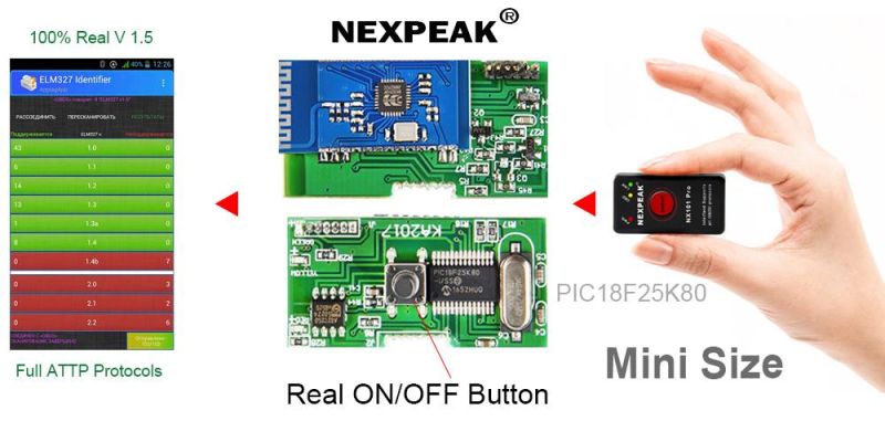 Nexpeak Elm327 V 1.5 OBD2 Scanner Bluetooth Nx101 PRO with Pic18f25K80 Chip for Android OBD 2 Car Diagnostic Tool OBD2 Scanner Tool