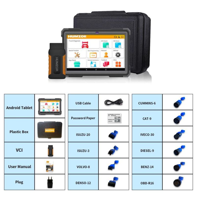 Humzor Nexzdas ND566 Elite Heavy Duty Truck Full System Diagnostic Scanner for 12-24V Diesel Vehicles OBD2 Tools