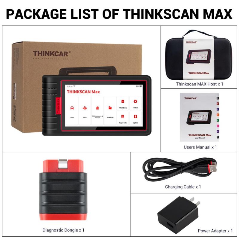 Thinkcar Thinkscan Max Tools for Auto Full System Diagnostic Scanner 28 Reset Function Bi-Directional Test ECU Coding Via Crp909
