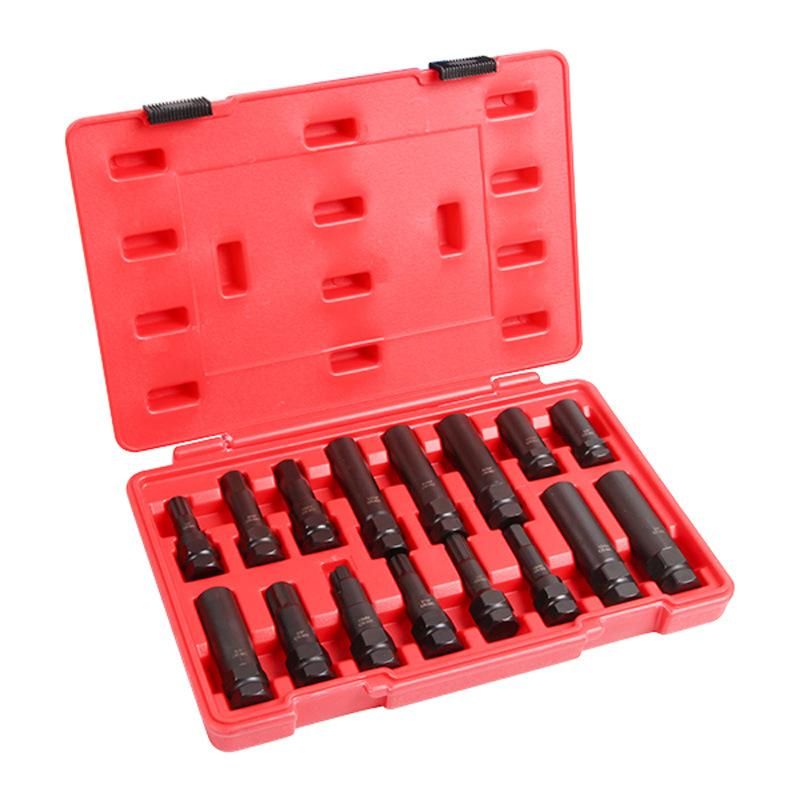 Viktec 16-Piece Locking Lug Nut Master Key Set Wheel Lock Removal Socket Set