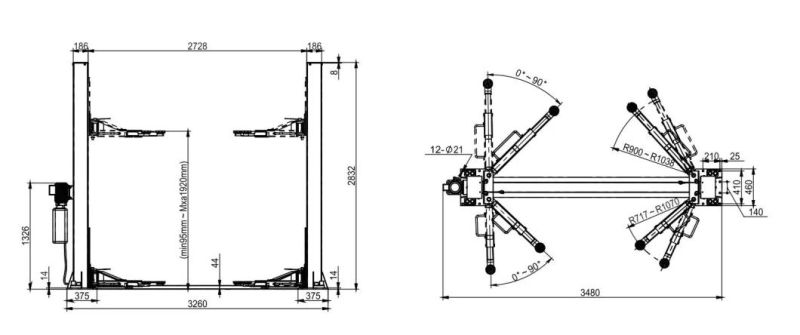 Two Post Lift Car Lift Garage Equipment 2 Post Car Service Equipment Post Car Lift