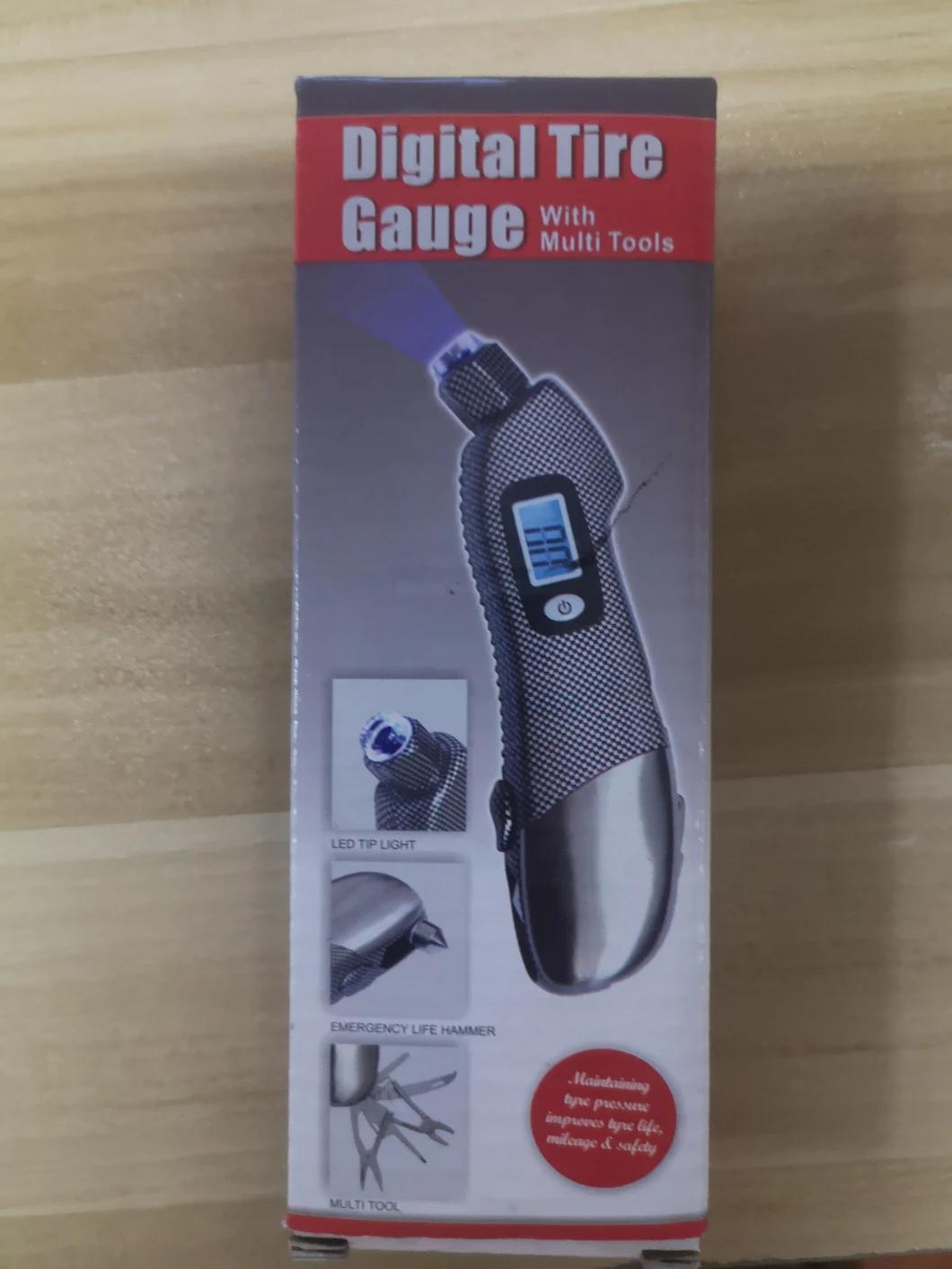 Multi Function 150 Psi Digital Tire Gauge with Emergency Tool and LCD Light