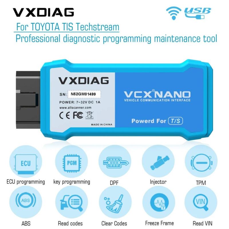 WiFi Vxdiag Vcx Nano for Toyota Tis Techstream V16.20.023 Compatible with SAE J2534 Support Year 2020