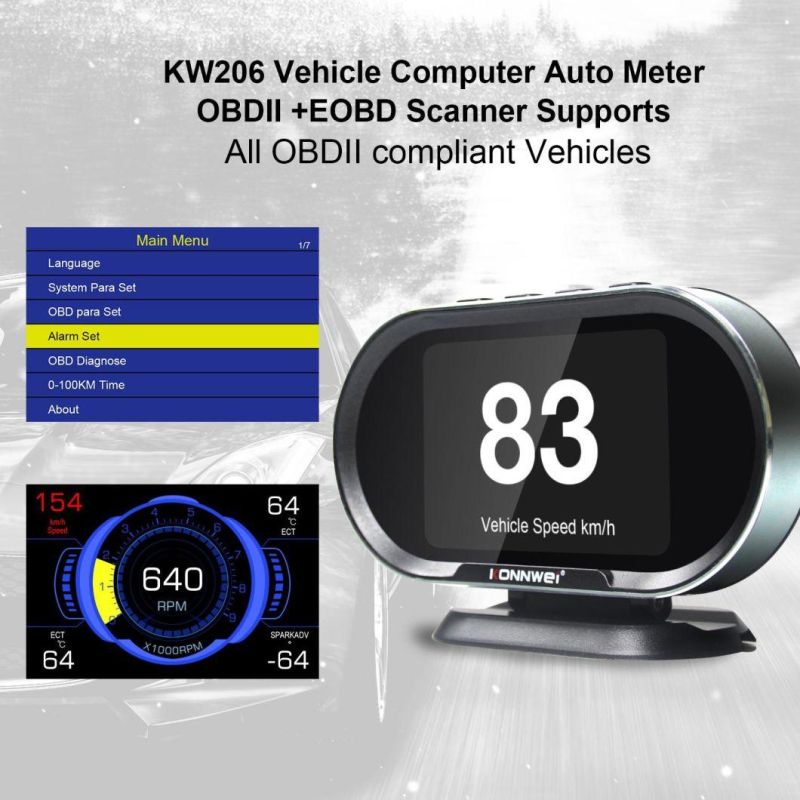 Kw206 OBD2 Auto Vehicle Diagnostic Tool with Head up Display and 3.5 Inch TFT Screen