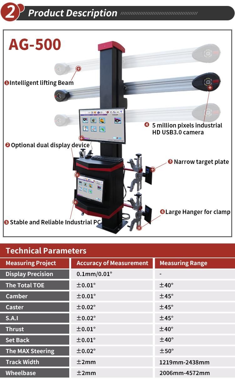 2021 Hot Car 5D Car Four Wheel Aligner Factory Price 3D Wheel Alignment Machine with CE & ISO Certificate