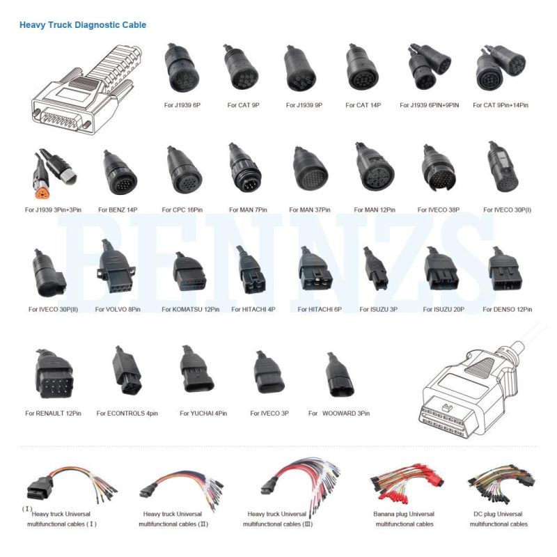 SAE J1939 Deutsch 6p+9p Cable J1708 6p 9p Adapter for Heavy Duty Scanner Tool