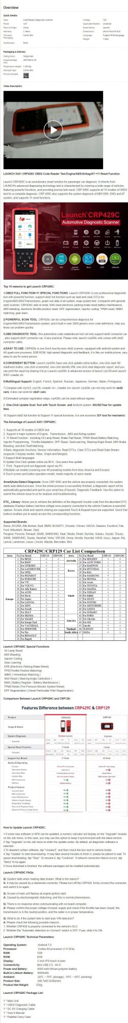 Crp 429c Automobile Code Reading Card