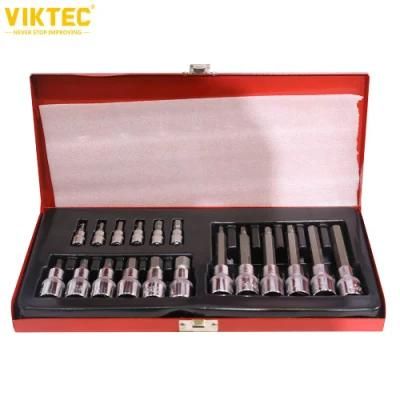 Viktec 19PC 1/4 and 1/2 Dr. Hex Type Bit Socket Set (VT07013)