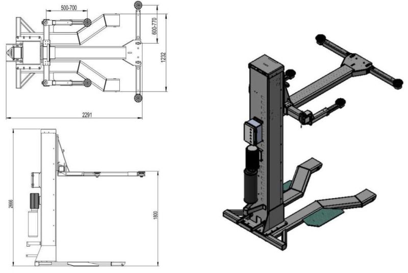 Simple Portable Auto One/1/Single Post/Column/Pillar Hydraulic Car Lift with CE