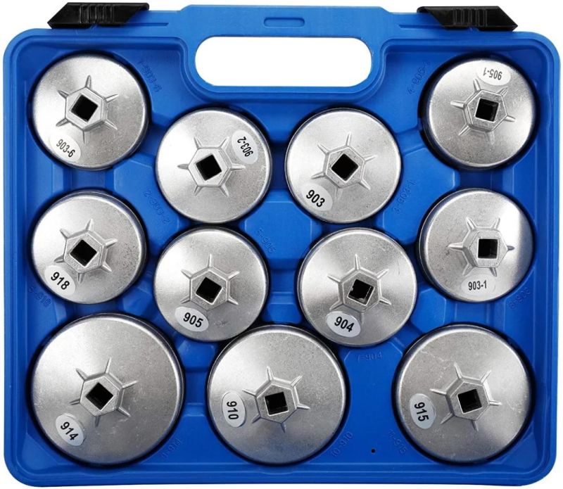 23PCS Aluminum Alloy Cup Type Oil Filter Cap Wrench Socket Removal Tool Set with 1/2" Dr.