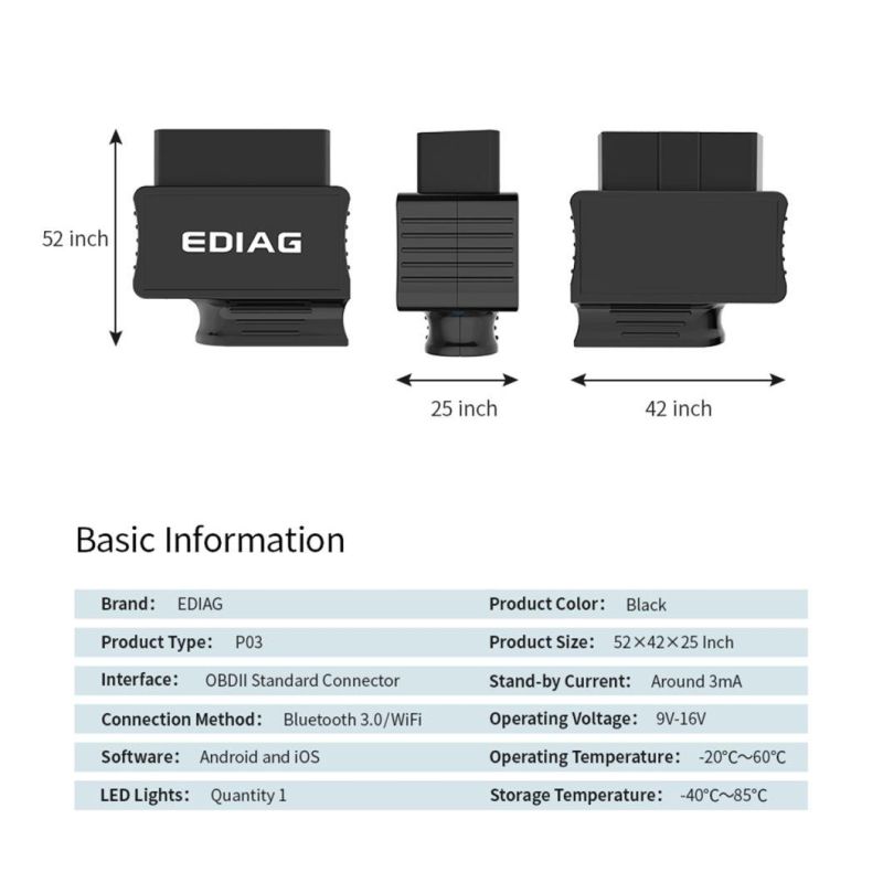 Elm 327 Ediag P03 Auto Diagnostic Tool Obdii Test Bluetooth