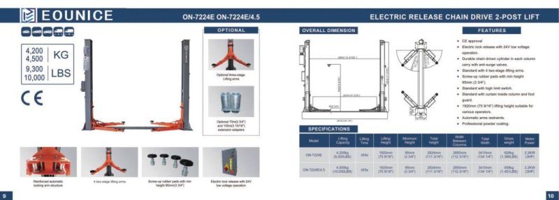 on-7224e Floorplate 2 Post Lifts (Electrical Release)