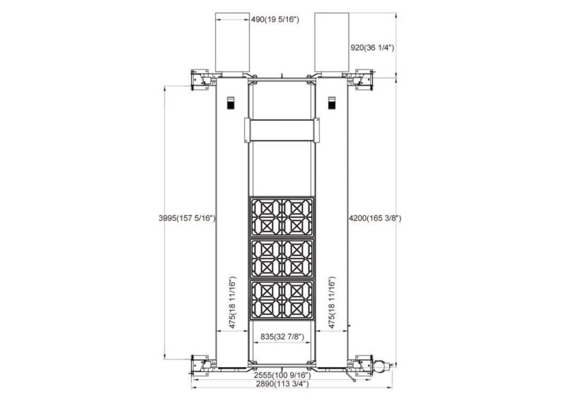 on-7436pb Hydraulic Four Post Car Parking Lift with Movable Caster Kits