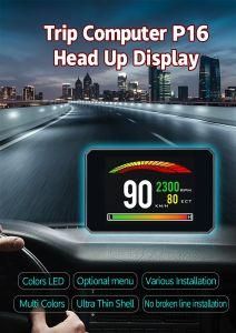 Car Electronic Tool Universal Hud P16 OBD2 +GPS Speed Projector Digital Speedometer Head up Display Gauge