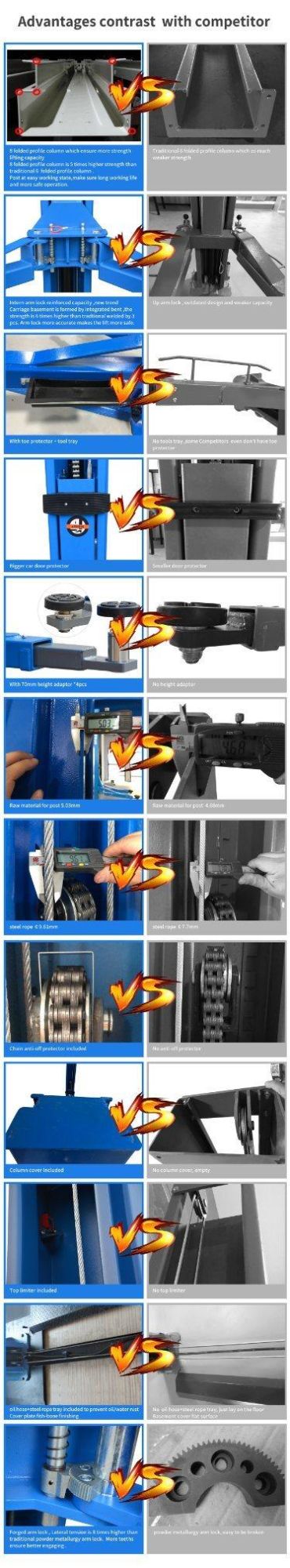 AA4c 10000lbs 4.5t Overhead Gantry Car Lift 2 Post Lift Auto Hoist Segments Columns Manual Unlock AA-2pcf45