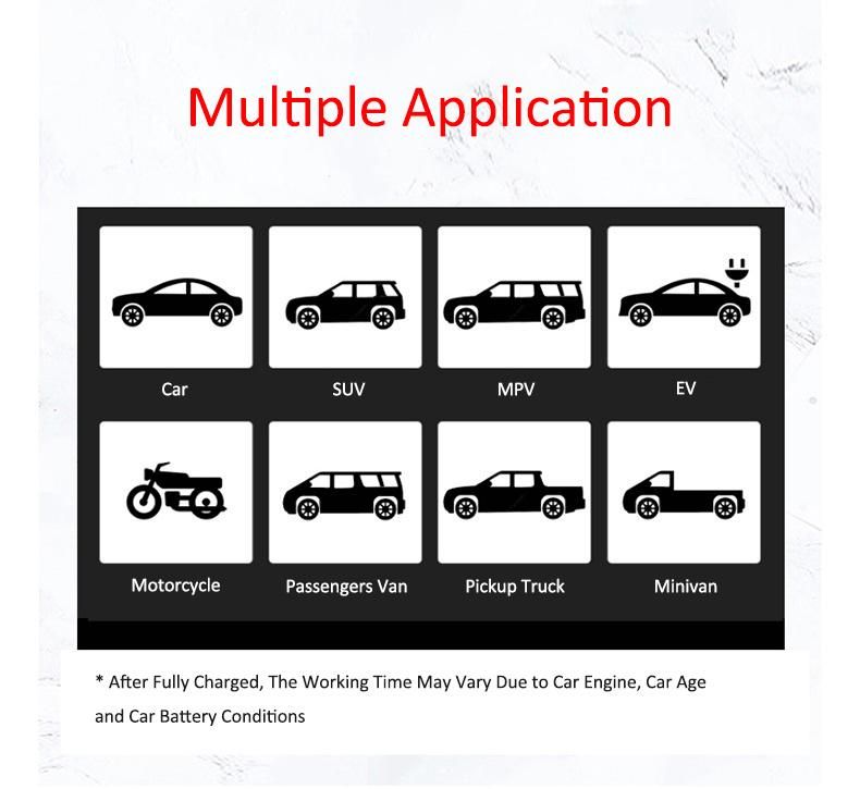 800A Peak Current Portable Lithium Vehicle Battery Pack Jump Start Box Car Jump Starter