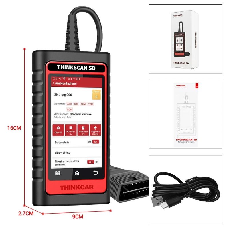 Thinkcar Thinkscan SD4 OBD2 Scanner Resets Full System Car Diagnostic Tool Code Reader Professional Scanner Tool