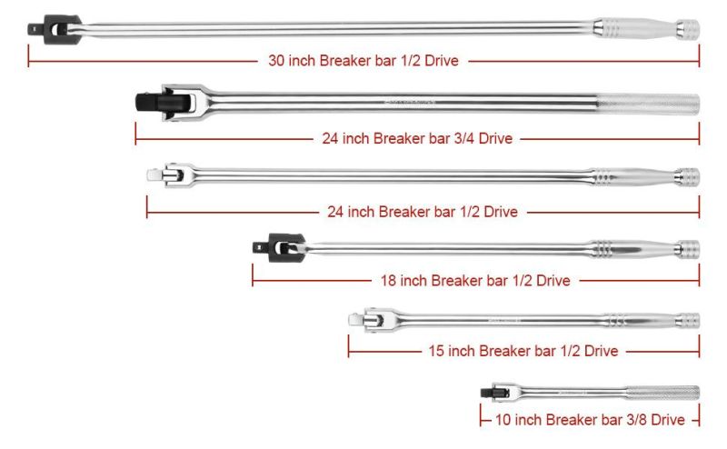 30-Inch Breaker Bar 1/2 Drive Flex Handle, Breaks Loose Rusted or Stuck Nuts and Bolts