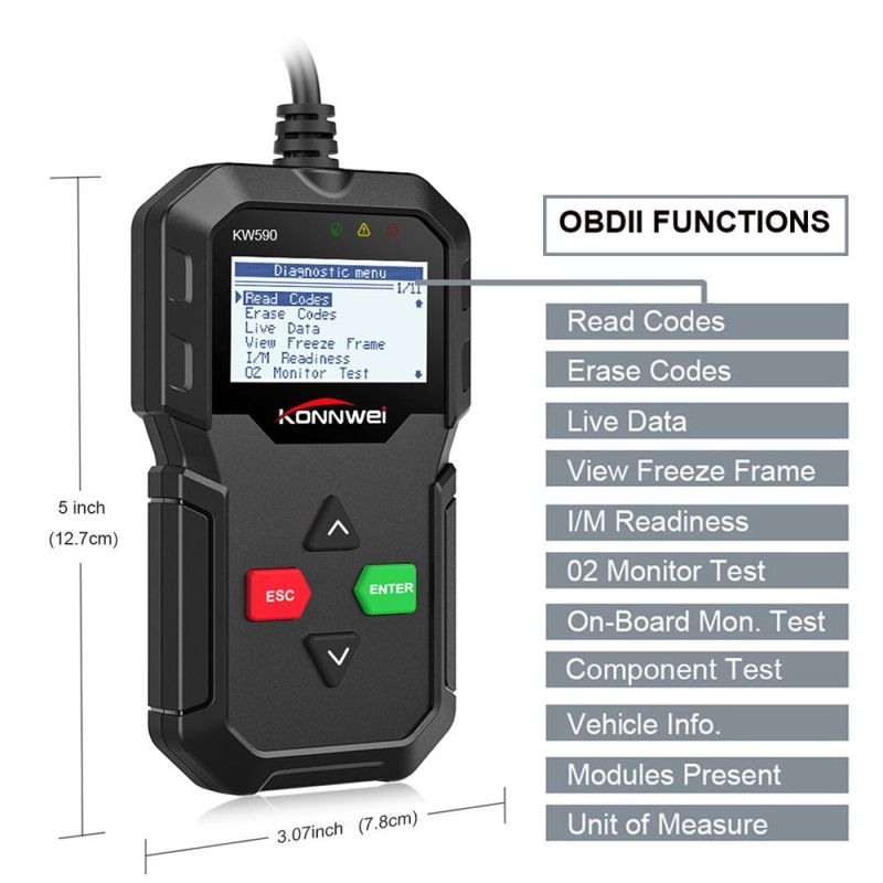 Konnwei Kw590 Support Multi-Languages Full Odb2 Function Auto Diagnosis Tool Kw 590 Code Reader Scanner Better Than Ad310