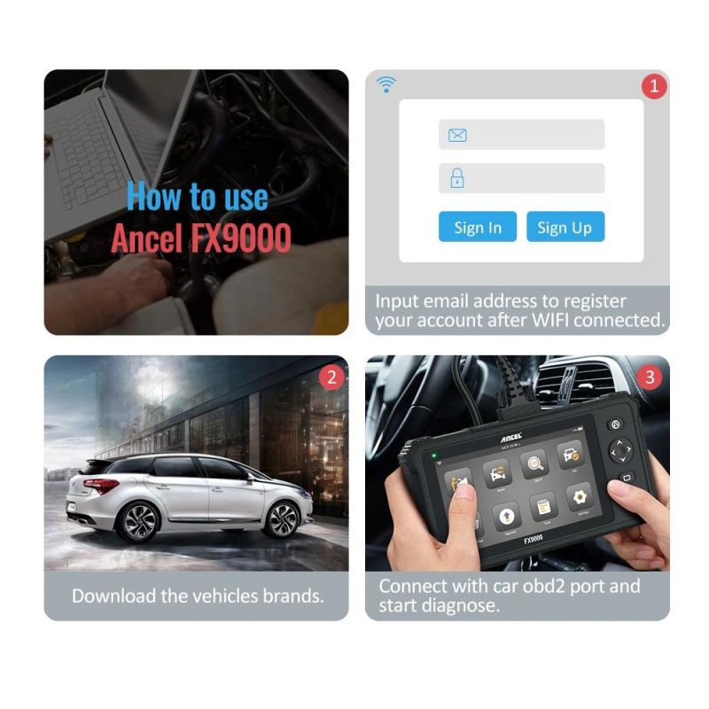 Ancel Fx9000 All System OBD2 Scanner DPF ABS Epb IMMO Oil TPS Diagnostic Tool