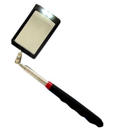 2 LED Stainless Steel Usableness Telescoping Rectangle Inspection Mirror