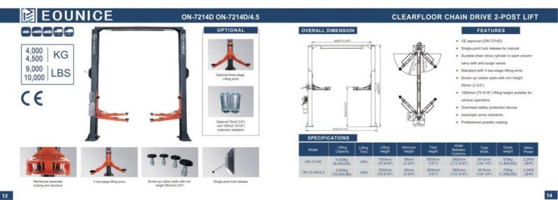 on-7214D Clearfloor 2 Post Lifts