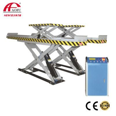 Aofu 3500kg Inground Garage Equipment Electrical Hydraulic Auto Lift Scissor Car Lift for Wheel Alignment