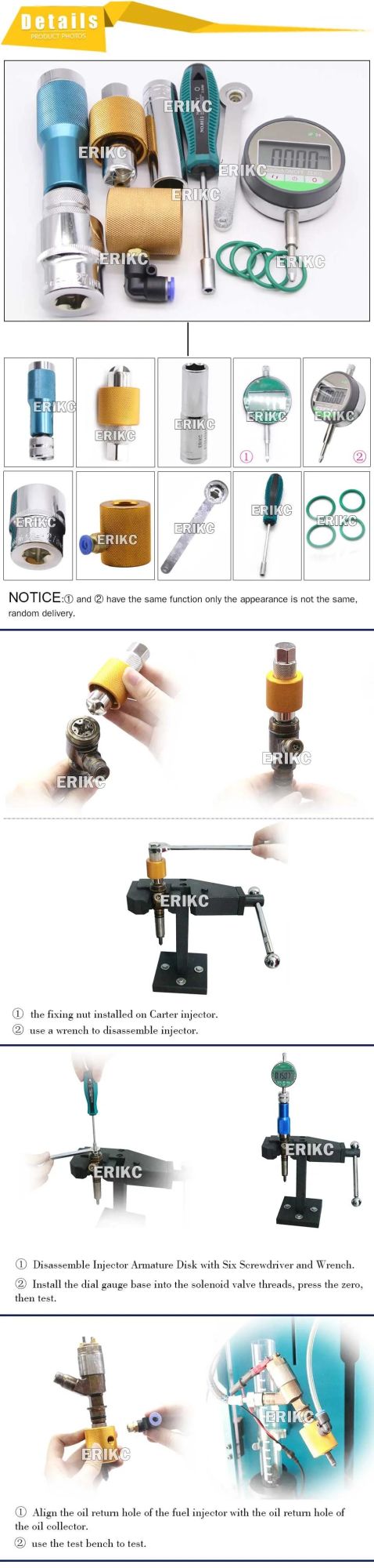 Erikc C6 Injector Repair Tool Fuel Common Rail Fixed Disassembly Tools Gasket Measuring Tool Removal Tool E1024028